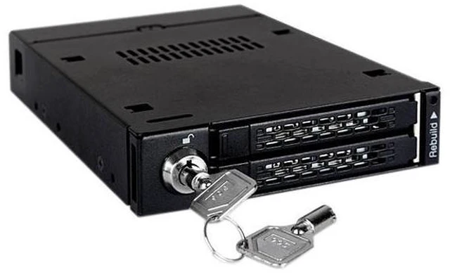 Alt view image 5 of 7 - ICY DOCK Dual Bay RAID 2.5 SATA HDD SSD Hot Swap Mobile Rack Backplane Cage for 3.5 Drive Bay - ToughArmor MB992SKR-B