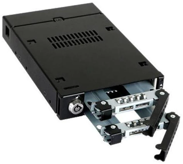 Alt view image 6 of 7 - ICY DOCK Dual Bay RAID 2.5 SATA HDD SSD Hot Swap Mobile Rack Backplane Cage for 3.5 Drive Bay - ToughArmor MB992SKR-B