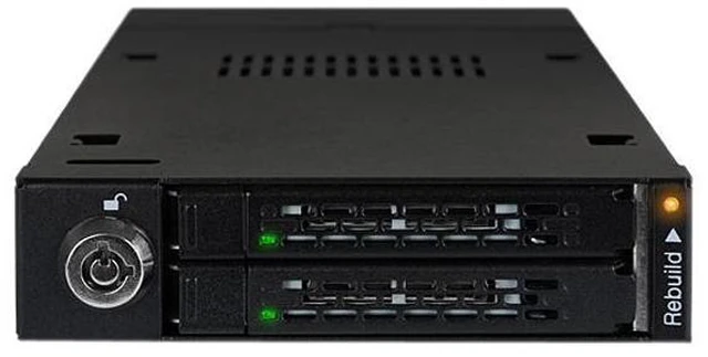 Alt view image 2 of 7 - ICY DOCK Dual Bay RAID 2.5 SATA HDD SSD Hot Swap Mobile Rack Backplane Cage for 3.5 Drive Bay - ToughArmor MB992SKR-B