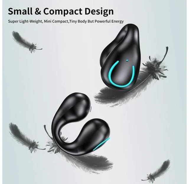 Alt view image 4 of 7 - Hitoor Open Ear Bone Conduction Headphones, Bluetooth 5.3 Wireless Open Clip on Ear Earbuds Built-in Mic with Ear Hooks Charging Case 60 Hours Playtime Sport Earphones Waterproof for Fitness Running