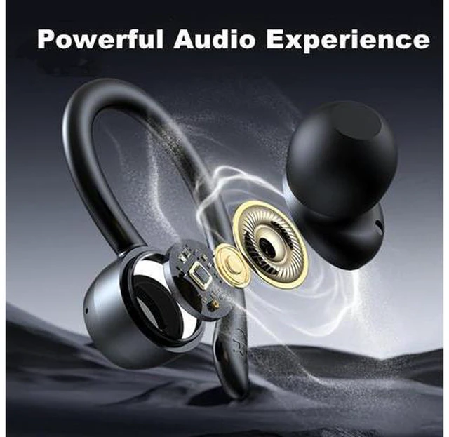 Alt view image 3 of 7 - True Wireless Earbuds, Bluetooth Headphones 120H Playback Wireless Sports Earbuds with Over Ear Earhooks LED Display Charging Case IPX7 Waterproof Bluetooth Earphones for Running Workout, Black