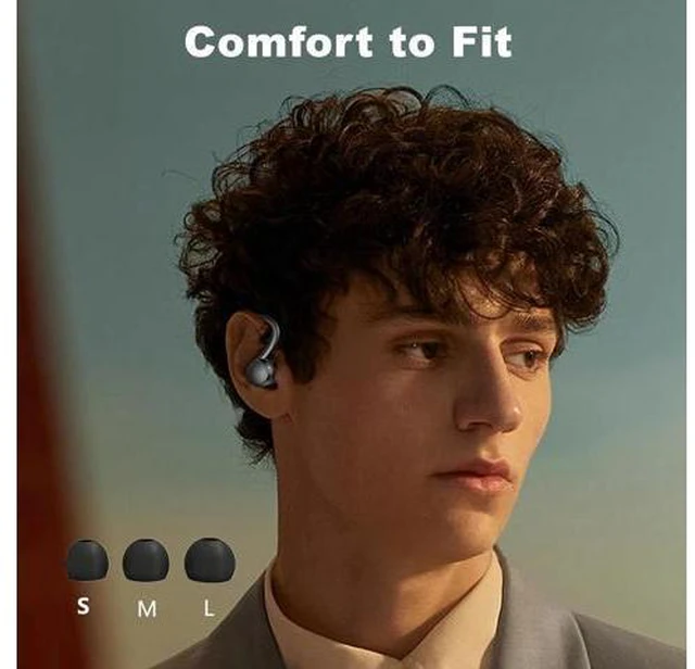 Alt view image 6 of 7 - True Wireless Earbuds, Bluetooth Headphones 120H Playback Wireless Sports Earbuds with Over Ear Earhooks LED Display Charging Case IPX7 Waterproof Bluetooth Earphones for Running Workout, Black