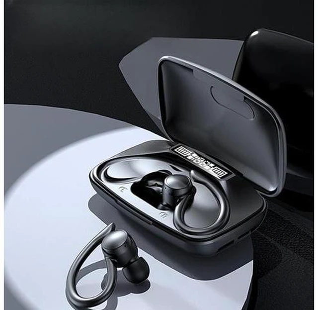 Alt view image 7 of 7 - True Wireless Earbuds, Bluetooth Headphones 120H Playback Wireless Sports Earbuds with Over Ear Earhooks LED Display Charging Case IPX7 Waterproof Bluetooth Earphones for Running Workout, Black