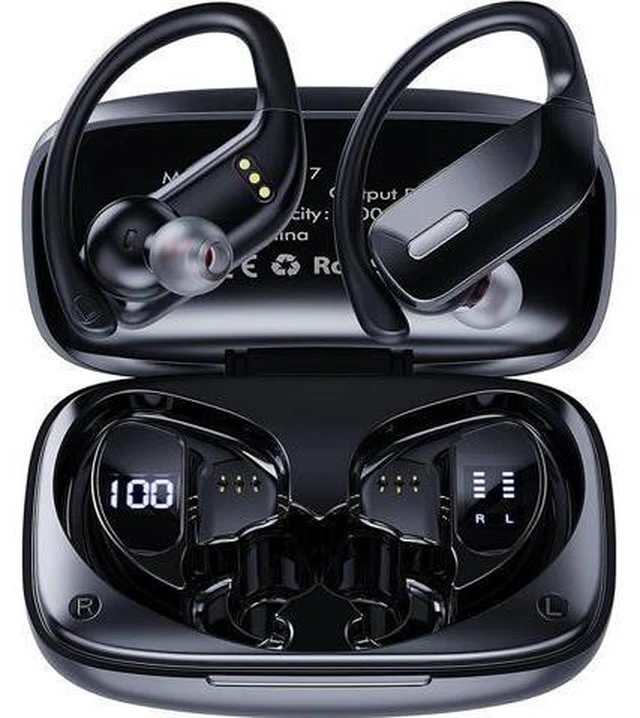 Main image of True Wireless Earbuds, Bluetooth 5.1 Headphones 48H Playtime Sport Earphones with LED Display, Over-Ear Buds Built in Mic in Ear Earphones Waterproof Headset for Workout Running Gaming