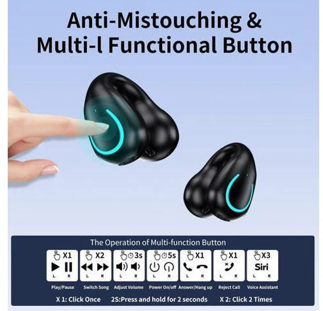 Alt view image 6 of 7 - Open Ear Bone Conduction Headphones, Clip On Wireless Earbuds with Digital Display Charging Case 60 Hours Playtime Bluetooth 5.3 Sport Earphones Built-in Mic IPX7 Waterproof for Running Fitness