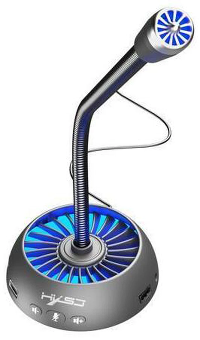 Main image of USB Desktop Microphone 3.5mm Jack & 3 * USB Hub RGB Luminous And Flexible Drive-free Omni-directional Voice Video Karaoke Online Chat MIC For Computer And Conference