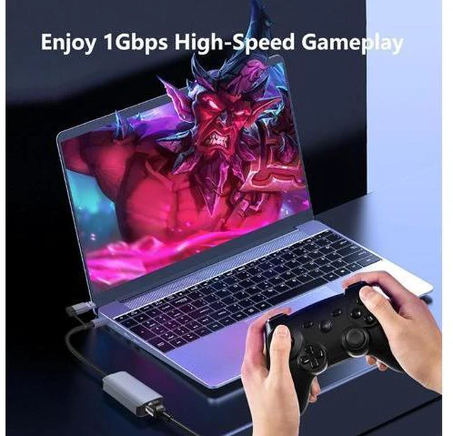 Alt view image 5 of 7 - USB C to Ethernet Adapter, USB 3.0 Network Adapter, USB to 1000Mbps Gigabit RJ45 LAN Ethernet Adapter, Aluminum Gigabit LAN Wire Adapter Compatible with Mac-Book, Steam Deck, i-Pad, TV Box, etc.