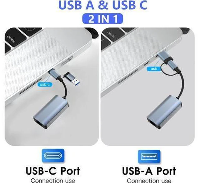 Alt view image 7 of 7 - USB C to Ethernet Adapter, USB 3.0 Network Adapter, USB to 1000Mbps Gigabit RJ45 LAN Ethernet Adapter, Aluminum Gigabit LAN Wire Adapter Compatible with Mac-Book, Steam Deck, i-Pad, TV Box, etc.
