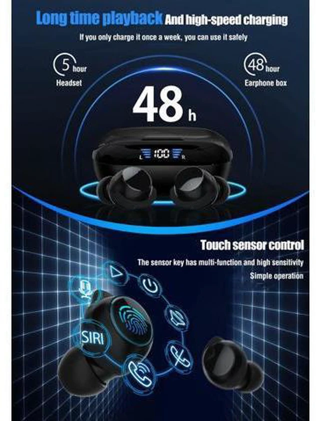 Alt view image 4 of 7 - True Wireless Earbuds Bluetooth 5.3 Ear Buds for IOS Android, TWS Waterproof IPX7 Earbuds in Ear Headphones for Sports Workout Running Gym Wireless Bluetooth Deep Bass Earphones with Microphone