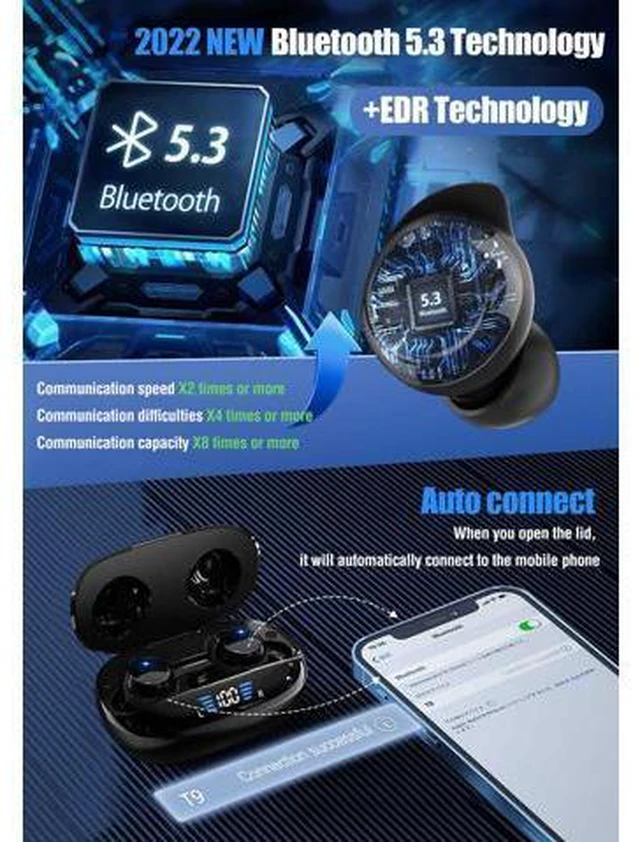 Alt view image 2 of 7 - True Wireless Earbuds Bluetooth 5.3 Ear Buds for IOS Android, TWS Waterproof IPX7 Earbuds in Ear Headphones for Sports Workout Running Gym Wireless Bluetooth Deep Bass Earphones with Microphone