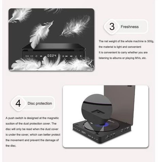 Alt view image 5 of 7 - 1080P DVD HD Video Player Portable VCD Player MiNi CD Player HDMI Video + 3.5mm Jack Audio Output with Remote Control