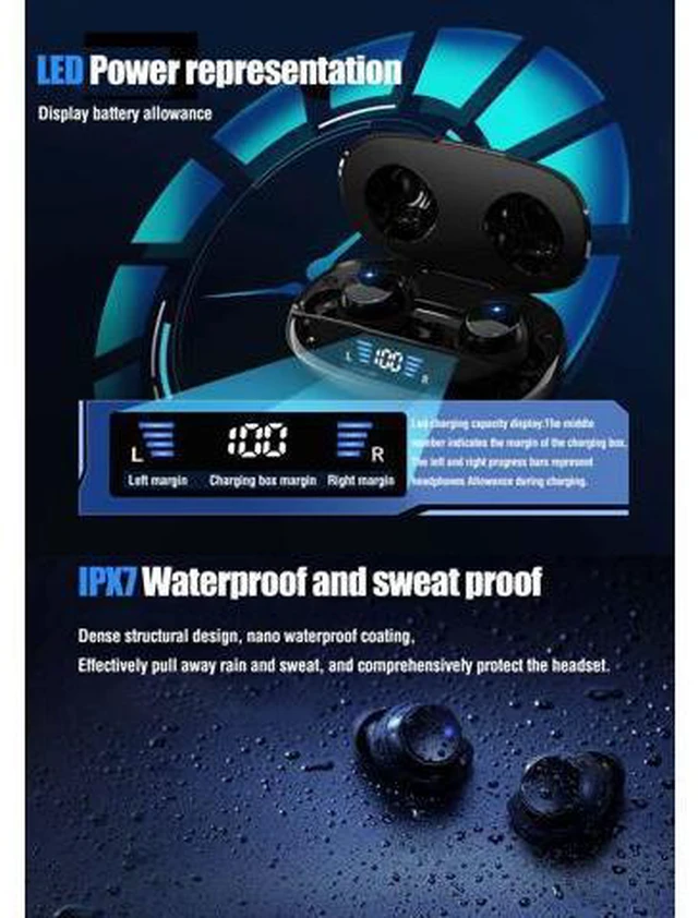 Alt view image 5 of 7 - True Wireless Earbuds Bluetooth 5.3 Ear Buds for IOS Android, TWS Waterproof IPX7 Earbuds in Ear Headphones for Sports Workout Running Gym Wireless Bluetooth Deep Bass Earphones with Microphone