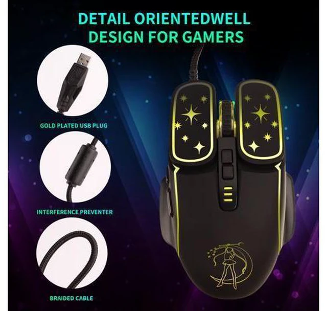 Alt view image 2 of 7 - RGB 7200DPI Game Optical Mouse USB Wired Mice for Windows macOS Android