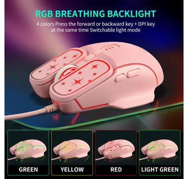 Alt view image 4 of 7 - RGB 7200DPI Game Optical Mouse USB Wired Mice for Windows macOS Android