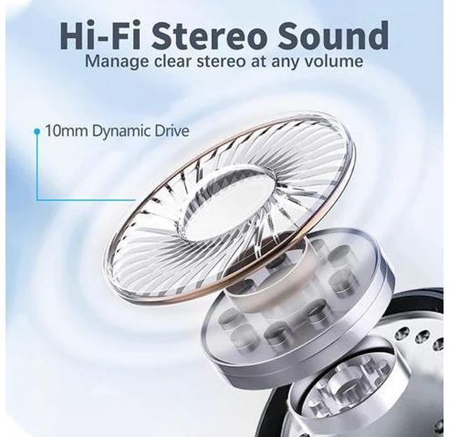 Alt view image 4 of 7 - True Wireless Earbuds, Bluetooth Headphones Stereo Sound Ear Buds with HD Microphone 120H Playtime with Dual LED Charging Case, IPX7 Waterproof Over Ear Earphones with Earhooks for Sport/Work/Phone
