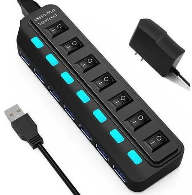 Main image of 7 Ports USB 3.0 HUB USB Splitter With Power Adapter For Desktop Pc Laptop Computer Accessories USB 3 Hab