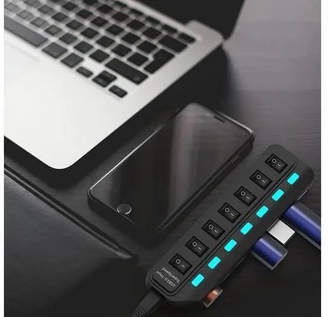 Alt view image 7 of 7 - 7 Ports USB 3.0 HUB USB Splitter With Power Adapter For Desktop Pc Laptop Computer Accessories USB 3 Hab