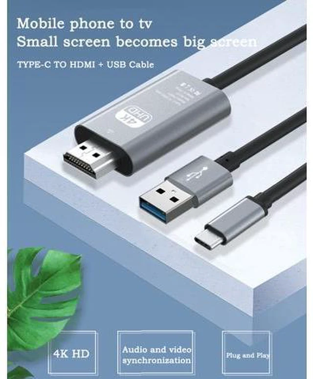 Alt view image 2 of 6 - 1.8m/5.9ft USB Type C to HDMI Cable 4K 30Hz UHD Mirroring Charging Cable Digital AV Video Adapter for Android Phone to TV Projector Monitor