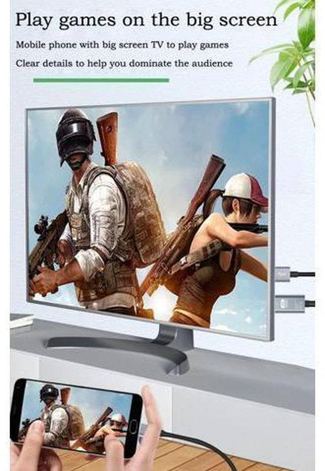 Alt view image 6 of 6 - 1.8m/5.9ft USB Type C to HDMI Cable 4K 30Hz UHD Mirroring Charging Cable Digital AV Video Adapter for Android Phone to TV Projector Monitor