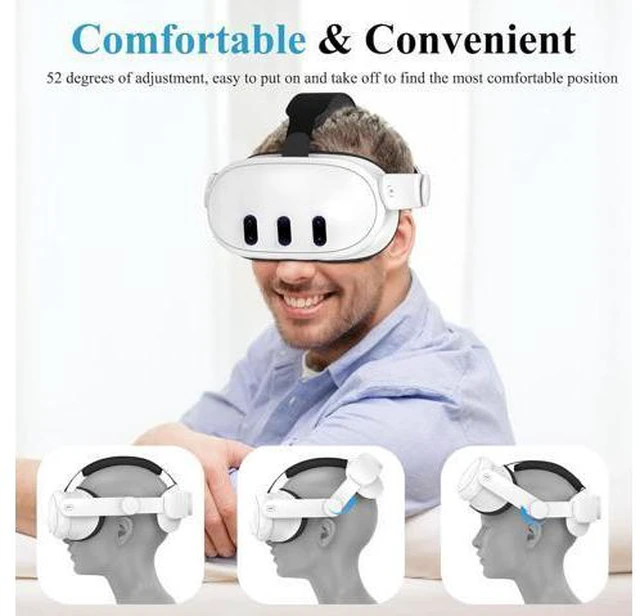 Alt view image 3 of 7 - Head Strap for Meta/Oculus Quest 3, Elite Strap Replacement for Enhanced Comfort, Reduce Facial Pressure, Ergonomic Adjustable Durable Headstrap VR Accessories for Meta/Oculus Quest 3, White