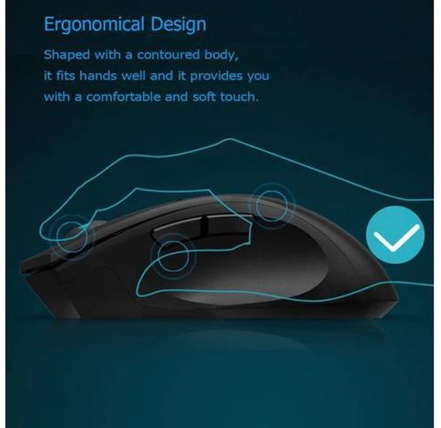 Alt view image 4 of 6 - Noiseless Wireless Mouse, i720 Erognomic Right-handed Wireless Silent Gaming Mouse For Windows and MAC - Black