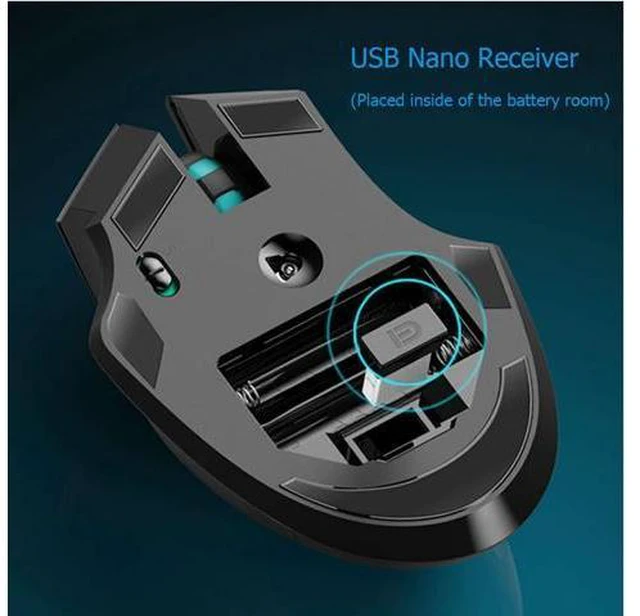 Alt view image 5 of 6 - Noiseless Wireless Mouse, i720 Erognomic Right-handed Wireless Silent Gaming Mouse For Windows and MAC - Black