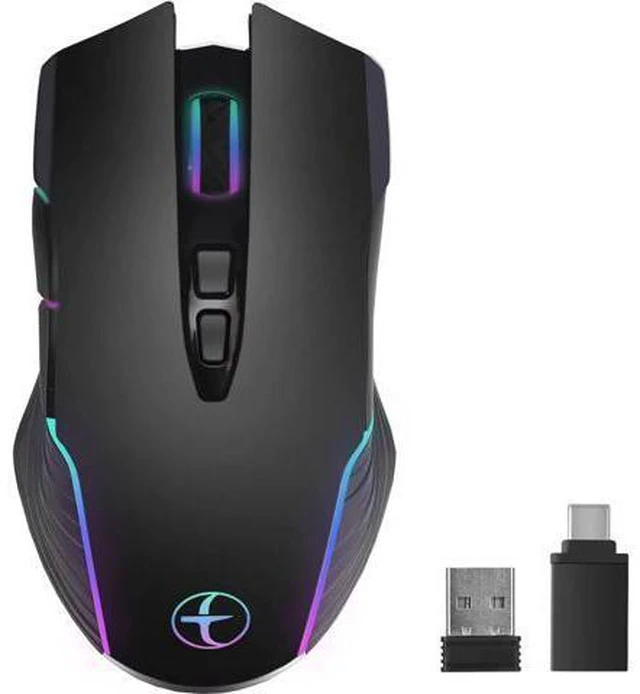 Main image of LED Wireless Mouse, Mouse Jiggler for Laptop - Wireless Mouse Rechargeable Computer Mice Mouse Mover Undetectable Random Movement with On/Off Button Keeps Computer Awake