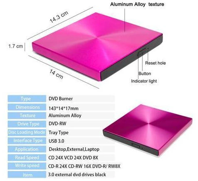 Alt view image 4 of 7 - USB 3.0 External DVD Burner DVD-RW CD-ROM Player Slim Portable Optical Drive For MacBook Laptop/Windows Notebook
