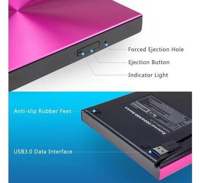 Alt view image 5 of 7 - USB 3.0 External DVD Burner DVD-RW CD-ROM Player Slim Portable Optical Drive For MacBook Laptop/Windows Notebook