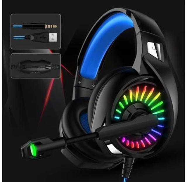 Alt view image 4 of 7 - Wired Gaming Headphones USB Wired & 3.5mm Stereo Gamer Headset with Microphone 7.1 Surround Super Base RGB Backlight PC Headphones (with Dual 3.5mm Adapter Cable)