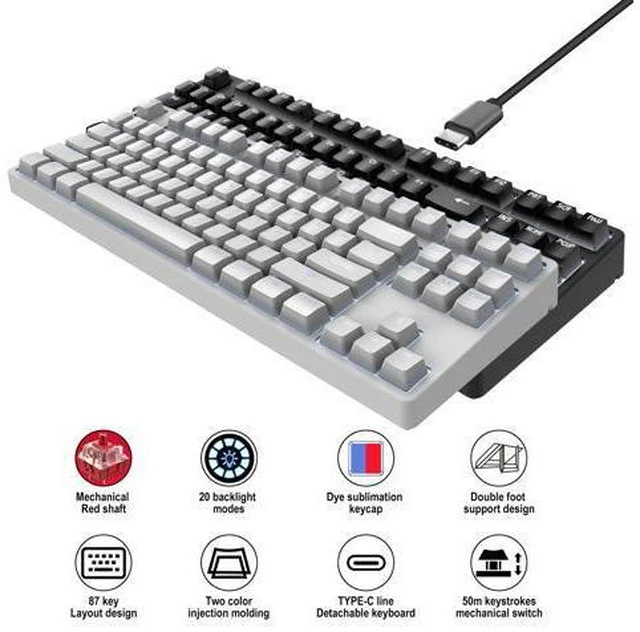 Alt view image 2 of 7 - Wired Mechanical LED Gaming Mechanical Keyboard Red Axis Shaft for Desktop Laptop Red Switches Keyboard