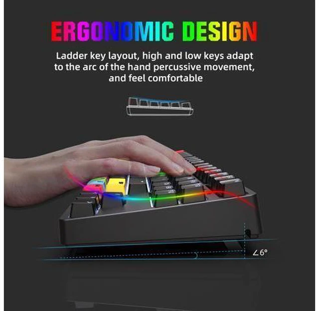 Alt view image 3 of 7 - Wired Mechanical LED Gaming Mechanical Keyboard Red Axis Shaft for Desktop Laptop Red Switches Keyboard