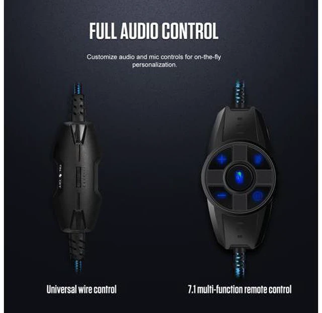 Alt view image 7 of 7 - Wired Gaming Headphones USB Wired & 3.5mm Stereo Gamer Headset with Microphone 7.1 Surround Super Base RGB Backlight PC Headphones (with Dual 3.5mm Adapter Cable)