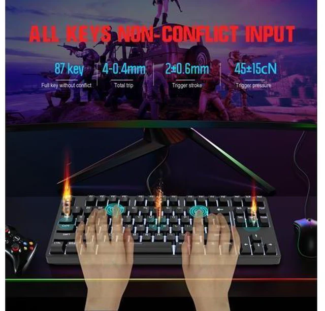 Alt view image 4 of 7 - Wired Mechanical LED Gaming Mechanical Keyboard Red Axis Shaft for Desktop Laptop Red Switches Keyboard
