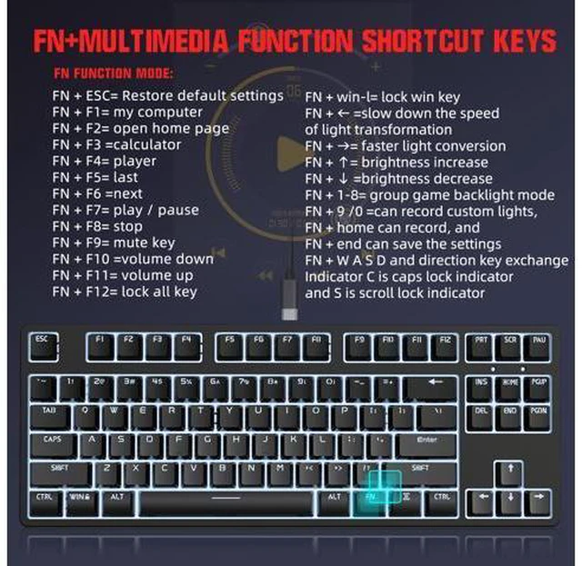 Alt view image 5 of 7 - Wired Mechanical LED Gaming Mechanical Keyboard Red Axis Shaft for Desktop Laptop Red Switches Keyboard