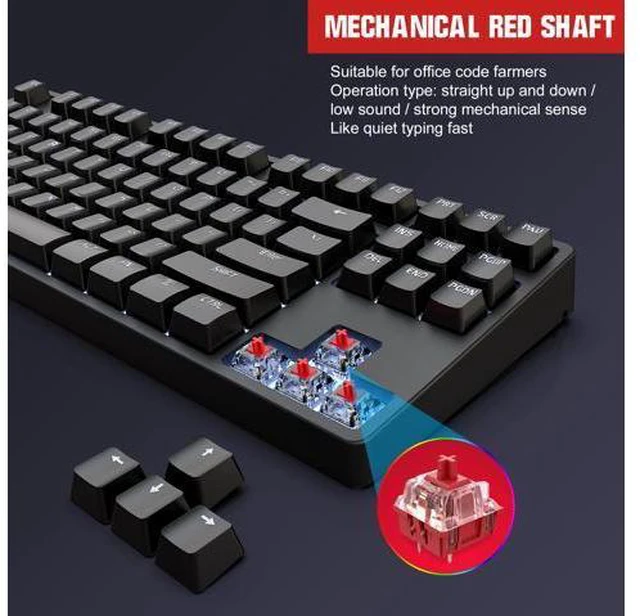 Alt view image 6 of 7 - Wired Mechanical LED Gaming Mechanical Keyboard Red Axis Shaft for Desktop Laptop Red Switches Keyboard