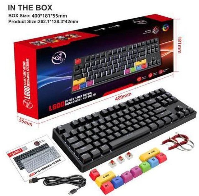 Alt view image 7 of 7 - Wired Mechanical LED Gaming Mechanical Keyboard Red Axis Shaft for Desktop Laptop Red Switches Keyboard