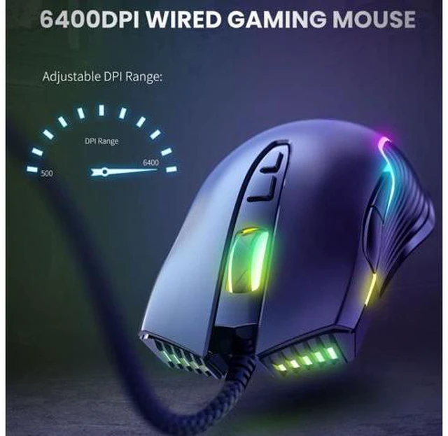 Alt view image 6 of 7 - Wired Gaming Mouse USB Interface RGB Mice 7 Buttons 6400 DPI Breathing Colorfull LED With Macro Programming For Laptop PC