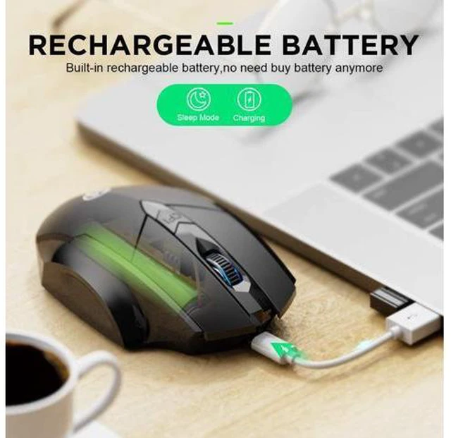 Alt view image 7 of 7 - Bluetooth Mouse, Inphic Rechargeable Wireless Mouse Multi-Device (Tri-Mode:BT 5.0/3.0+2.4Ghz) with Silent, 3 DPI Adjustment, Ergonomic Optical Portable Mouse for Laptop Android Windows Mac OS, Black
