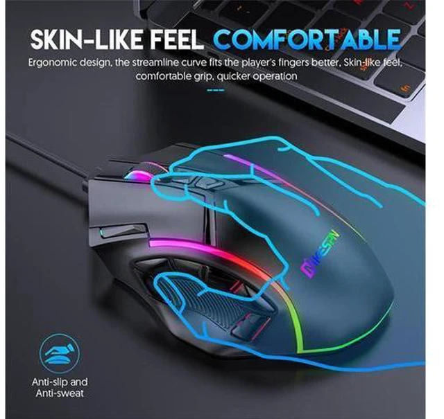 Alt view image 4 of 7 - Gaming Mouse USB Wired Programmable PC Mice - 12800 DPI High Precision, 12 Macro Buttons, 13 RGB Backlit Modes, USB Optical Ergonomic Mouse for Laptop Desktop Computer Game Office, Black