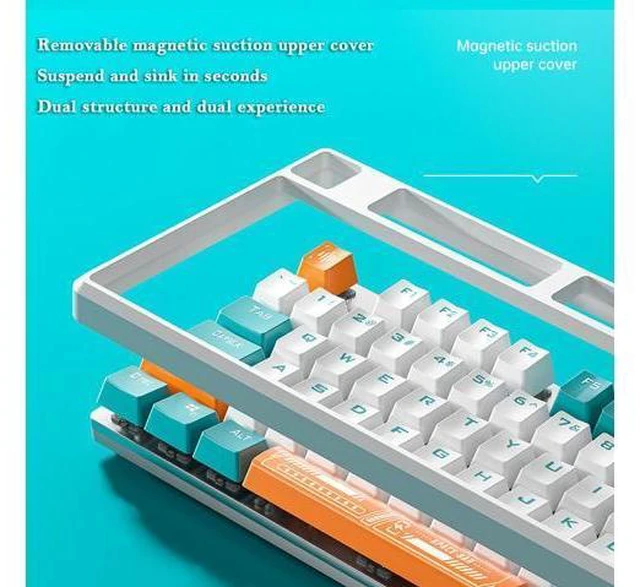 Alt view image 5 of 7 - 108 keys Wired Mechanical Keyboard RGB Gaming Keyboard Gamer E-Sports Accessory Magnetic Suction Upper Cover for Computer Pc Blue Switch Orange