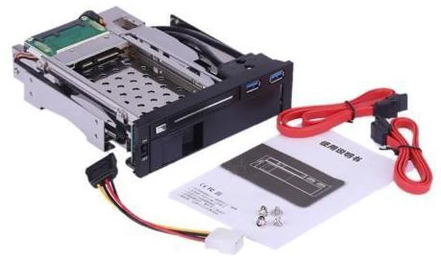 Alt view image 3 of 7 - Dual Bay 3.5" + 2.5" Inch SATA III Hard Drive HDD & SSD Tray Caddy Internal Mobile Rack Enclosure Docking Station with USB 3.0 Port Hot Swap