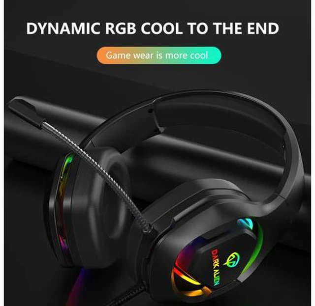 Alt view image 3 of 7 - Noise Cancelling 7.1 Sound USB Wired Headphones Subwoofer Microphone RGB Gaming Headset Head-Mounted Suitable for Computer Notebook Playstation