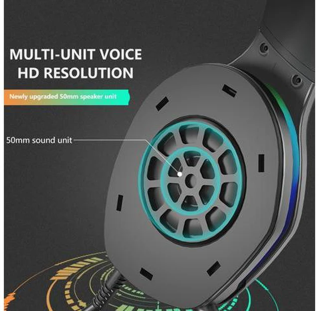 Alt view image 5 of 7 - Noise Cancelling 7.1 Sound USB Wired Headphones Subwoofer Microphone RGB Gaming Headset Head-Mounted Suitable for Computer Notebook Playstation