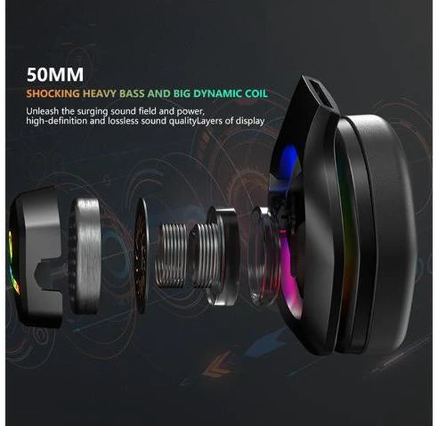 Alt view image 6 of 7 - Noise Cancelling 7.1 Sound USB Wired Headphones Subwoofer Microphone RGB Gaming Headset Head-Mounted Suitable for Computer Notebook Playstation