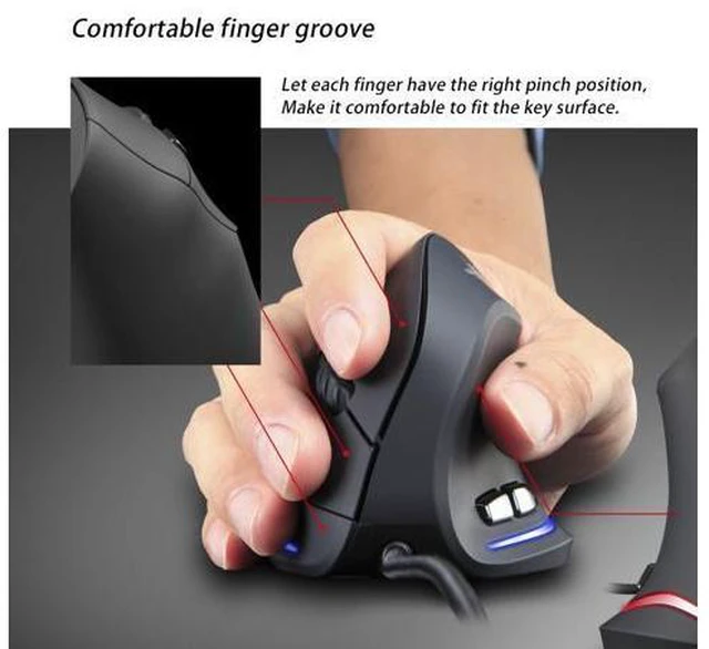 Alt view image 6 of 7 - USB Wired Vertical Optical Gaming Mouse Ergonomic 4 Gears 3200 DPI 6 Buttons Gaming Mice for Laptop Desktop PC Computer