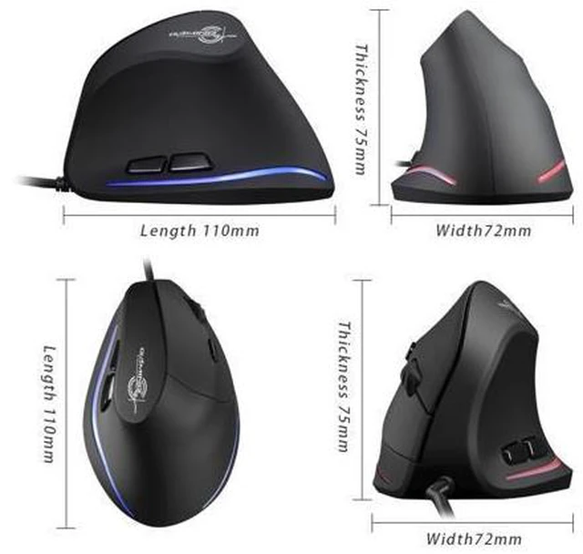 Alt view image 7 of 7 - USB Wired Vertical Optical Gaming Mouse Ergonomic 4 Gears 3200 DPI 6 Buttons Gaming Mice for Laptop Desktop PC Computer