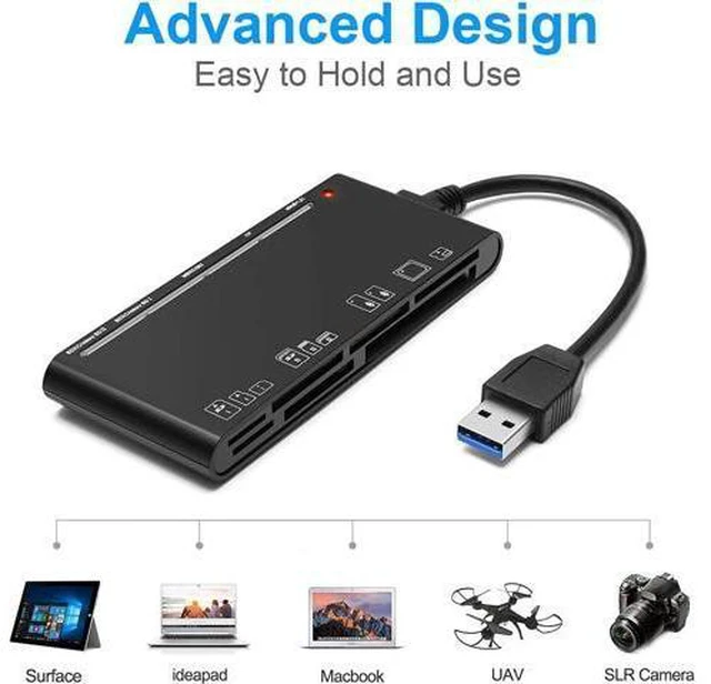 Alt view image 5 of 7 - 7 in 1 USB3.0 Multi-Card Reader, SD/TF/CF/Micro SD/XD/MS Fast 5Gbps Memory Card Reader/Writer/Hub for SD SDXC SDHC CF CFI TF Micro SD Micro SDXC Micro SDHC MS MMC UHS-I Cards,for Windows/Linux/Mac OS