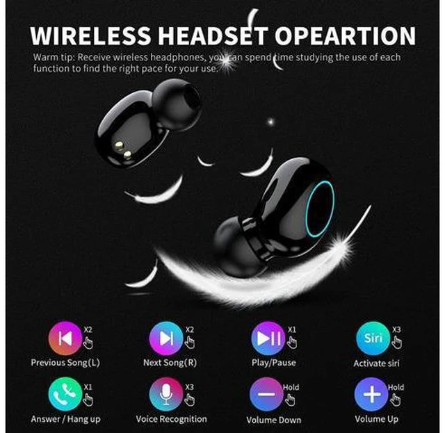 Alt view image 3 of 7 - True Wireless Earbuds, Bluetooth 5.1 Touch Control Headphones with Built-in Mic, CVC8.0 Noise Cancelling Wireless Earbuds for Gym Waterproof Bluetooth Earphones in-Ear Earbud