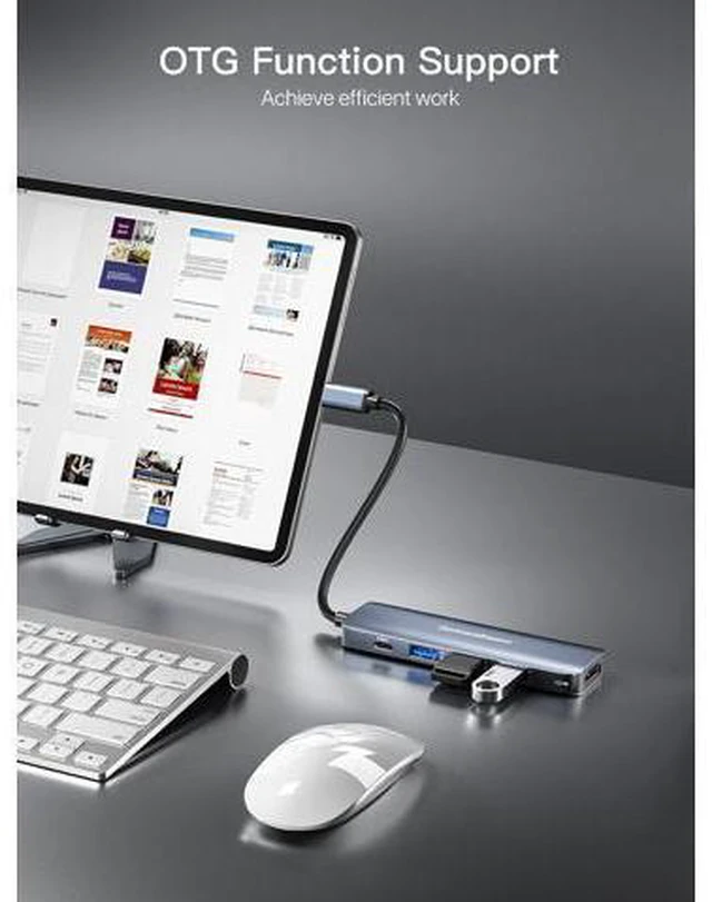 Alt view image 6 of 7 - AUBEAMTO USB C Hub to HDMI Multiport Adapter, 5-in-1 USB C Hub with 4K HDMI, 3*USB 3.0, 100W PD Ports for MacBook Pro, iMac, PS5, Chromebook, iPhone 15 Pro, XPS, etc